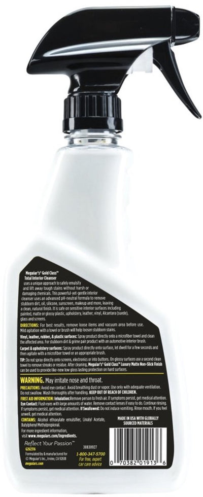 Nettoyant intérieur total Meguiar's Gold Class - pour éliminer la poussière, la saleté et la pollution lumineuse - pour pièces intérieures - 473 ml