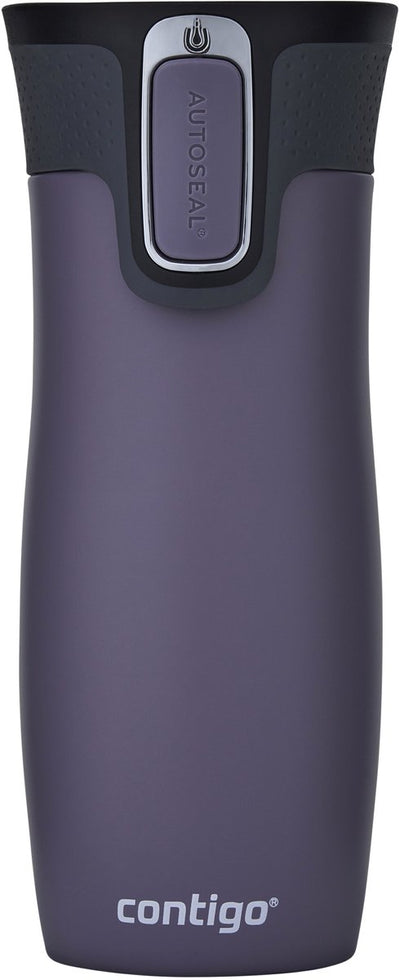 Tasse thermos Contigo West Loop à fermeture automatique, tasse isotherme en acier inoxydable de 470 ml - prune - tasse à café à emporter, tasse étanche à emporter avec couvercle facile à nettoyer, garde au chaud jusqu'à 5 heures