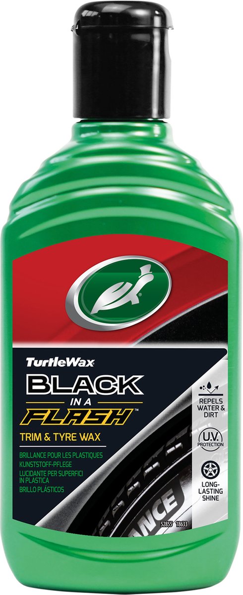 Turtle Wax gl black in a flash – nettoyant extérieur – pour toutes les pièces en plastique – donne un éclat brillant longue durée – restaure le plastique décoloré – résistant à l'eau – 300 ml