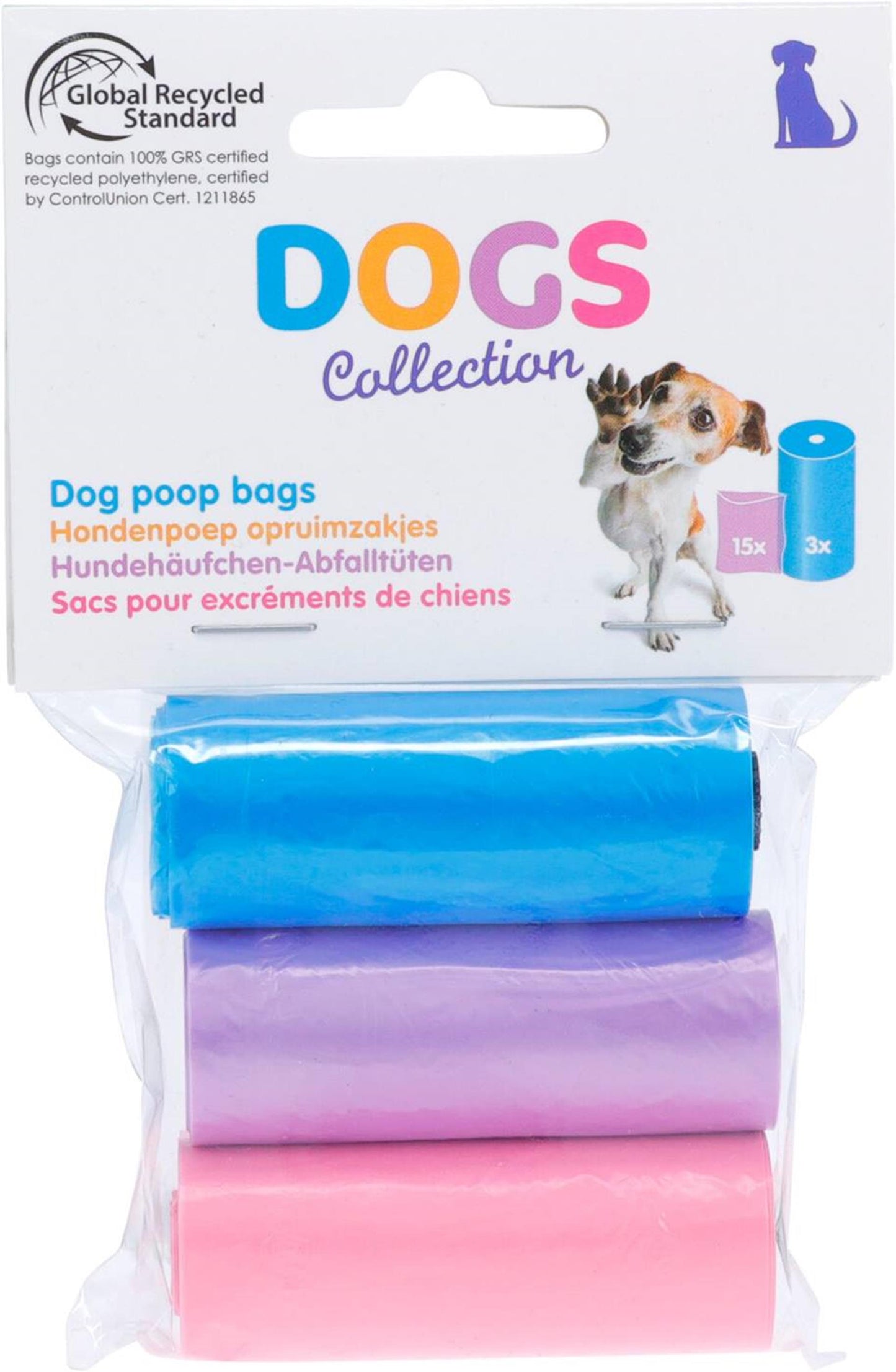 Sacs à crottes pour chiens Dogs collection 3 rouleaux de 15 pièces