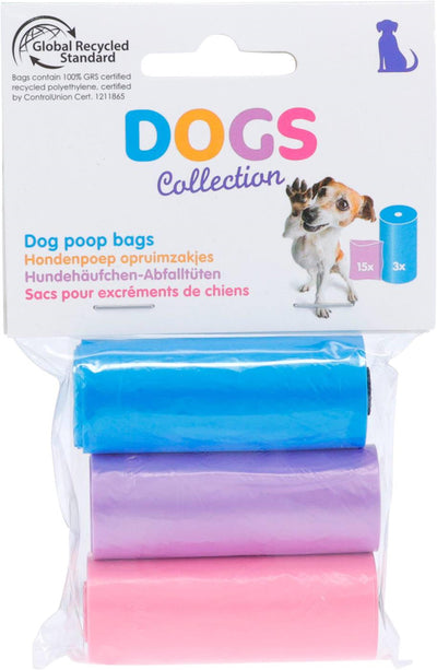 Sacs à crottes pour chiens Dogs collection 3 rouleaux de 15 pièces