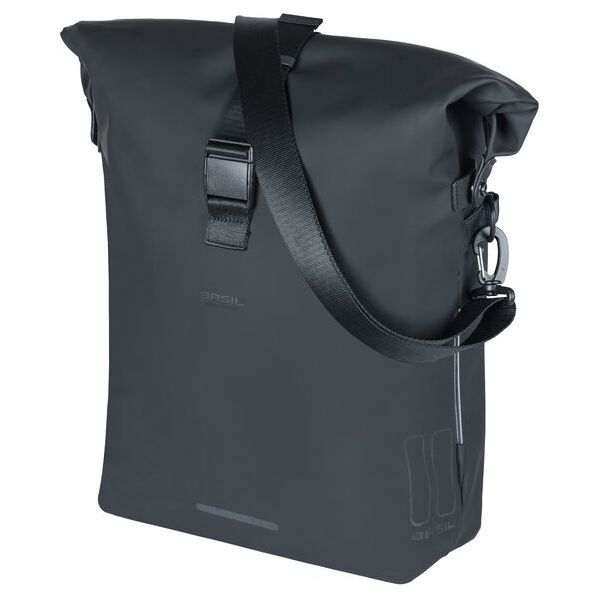 Basil Soho Mik Side Bicycle Sac à vélo - noir, imperméable, PU, ​​Nordlicht LED, 17L