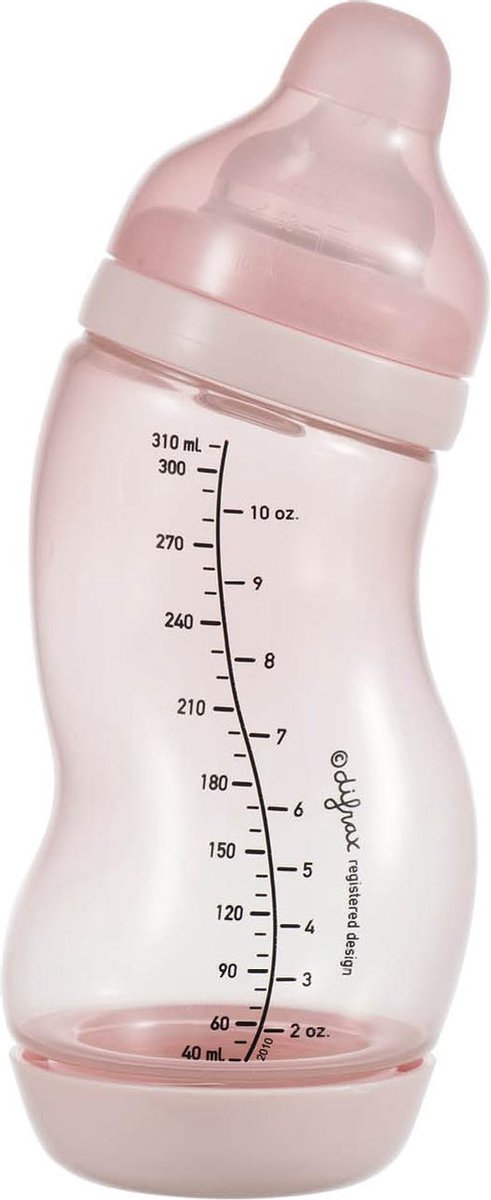 Biberon Difrax Wide S - 310 ml - anti-colique - rose clair - 1 pièce