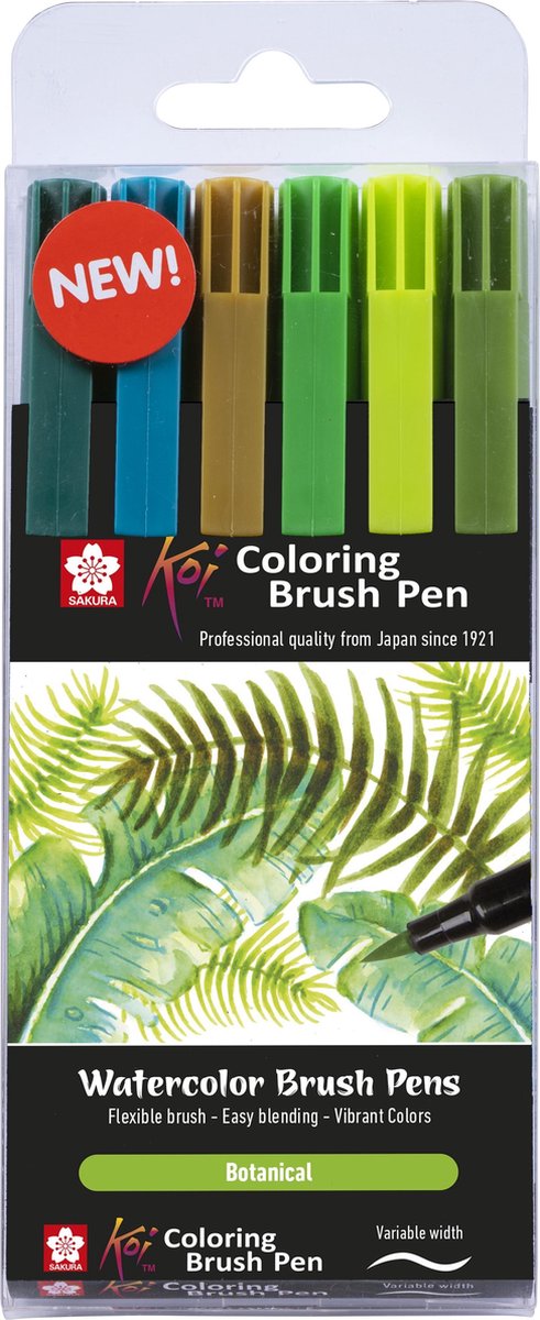 Sakura • ensemble de 6 stylos pinceaux à colorier koi botaniques