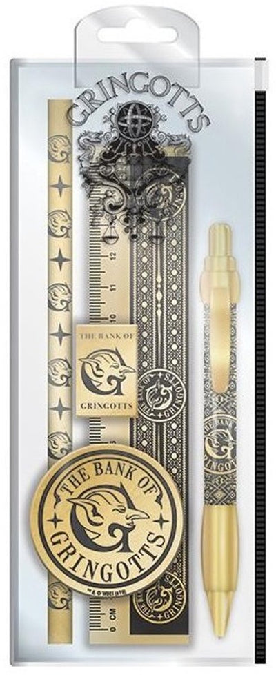 Harry Potter Pyramid International Set de papeterie doré 5 pièces - Papeterie pour enfants - Stylos - Set de papeterie - Set de stylos - Set de papeterie de luxe