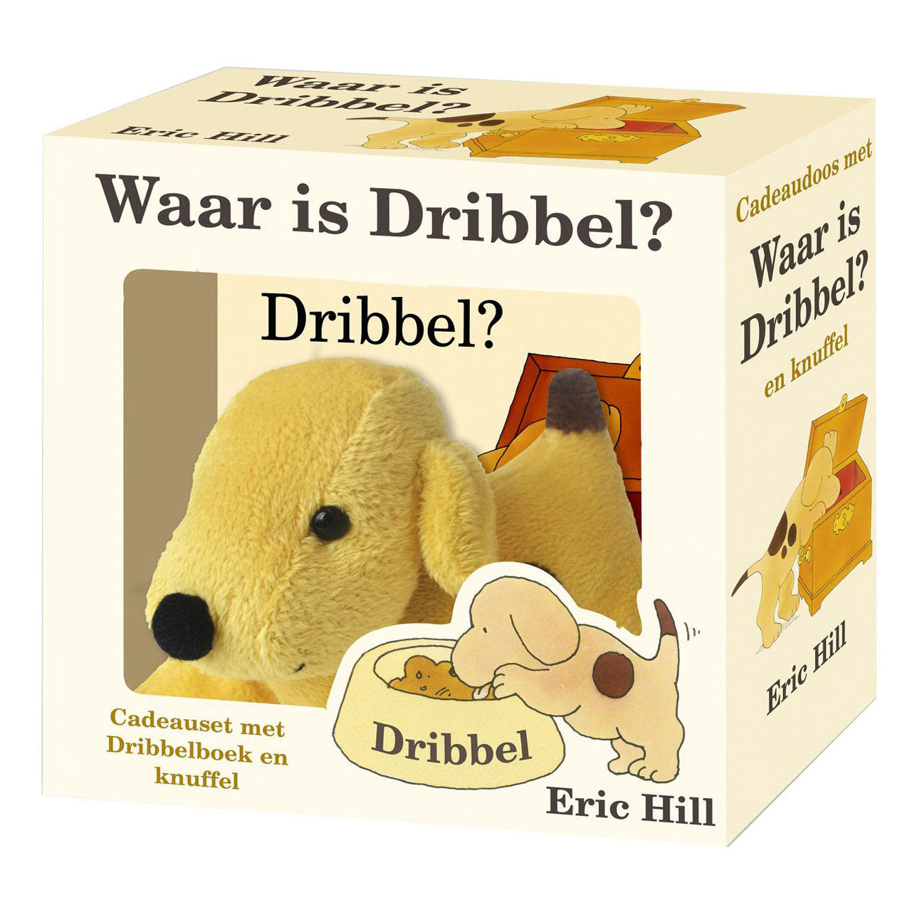 Coffret cadeau maison de livre centrale avec où est le dribble et la peluche