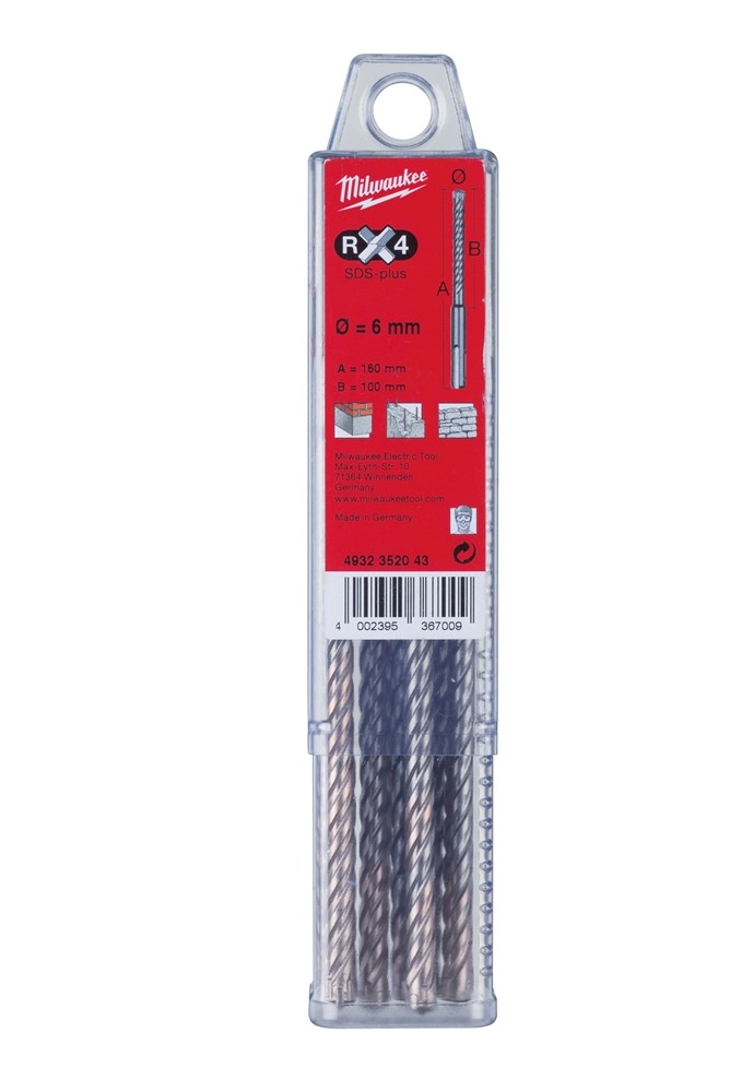 Milwaukee accessoires sds-plus marteau perforateur rx4 10 x 210 x 150 mm (10 pièces) - 4932352048