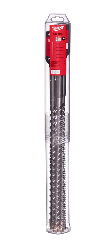 Jeu d'accessoires Milwaukee perforateurs sds-max (5 pièces) ø 16 18 x 540 mm + ø 20 22 25 x 520 mm - 4932352800
