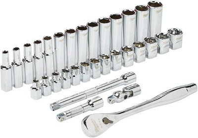 Accessoires Milwaukee 3 jeu de cliquets et douilles 8" | métrique | 32 pièces - 4932464945