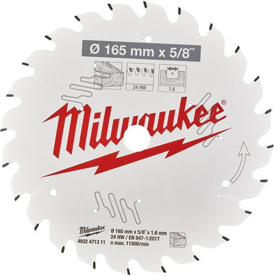 Accessoires Milwaukee lame de scie circulaire hm | 165 x 15,87 x 24 dents | bois mdf stratifié - 4932471311