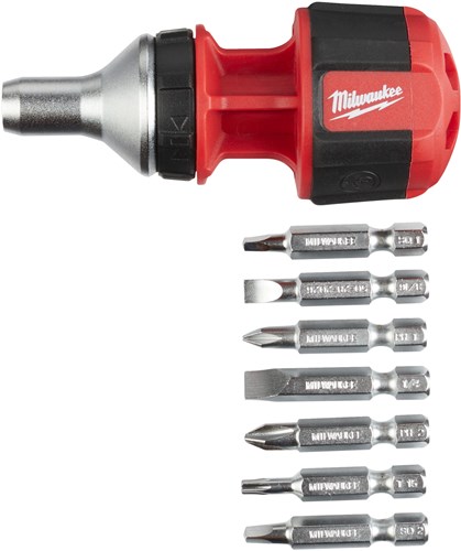 Accessoires Milwaukee Tournevis multi-embouts à cliquet compact 8 en 1 - 1pc - 4932471868