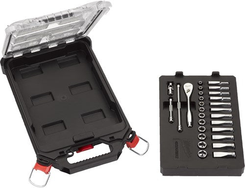 Milwaukee accessoires métrique 1 4 cliquet + jeu de douilles (28 pièces) dans un organisateur compact et mince - 4932478812