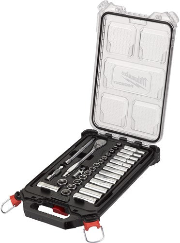 Milwaukee accessoires métrique 3 8 cliquet + jeu de douilles (32 pièces) dans un organisateur compact et mince - 4932478813