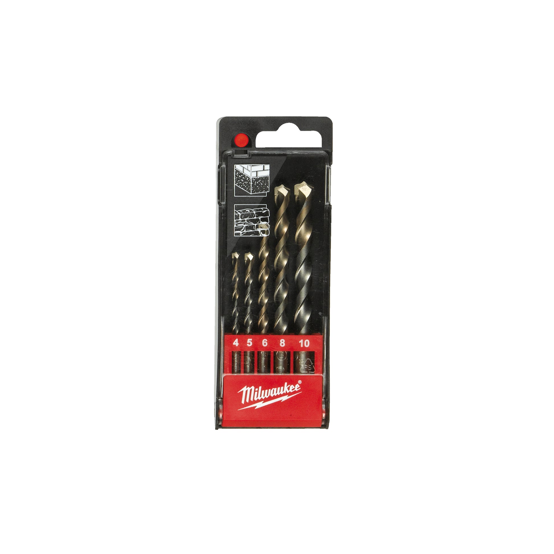 Milwaukee accessoires jeu de forets à béton en cassette plastique (5 pièces) : 4 5 6 8 10 mm - 4932480157