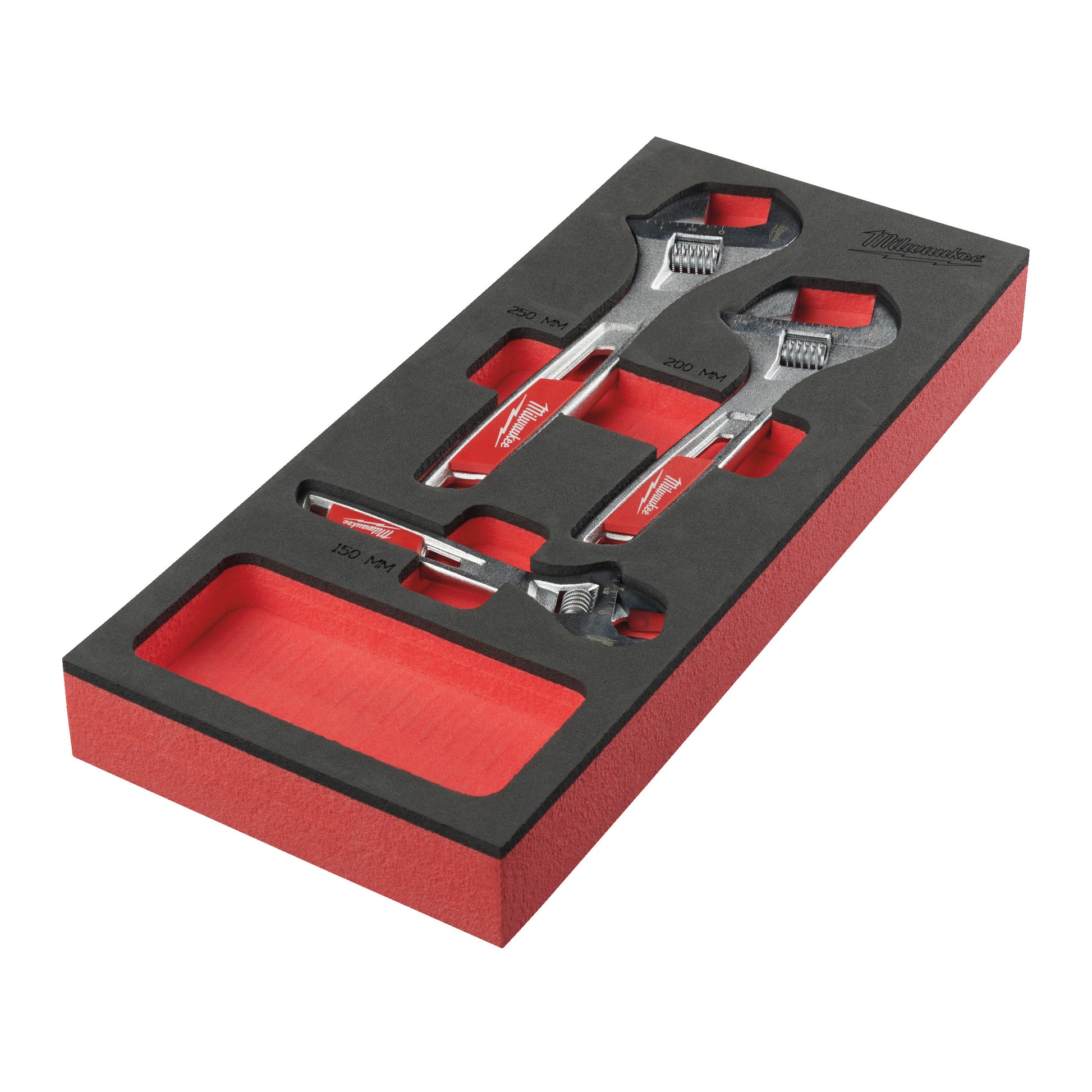 Milwaukee accessoires jeu de clés à molette avec incrustation de mousse (3 pièces) - 4932492397