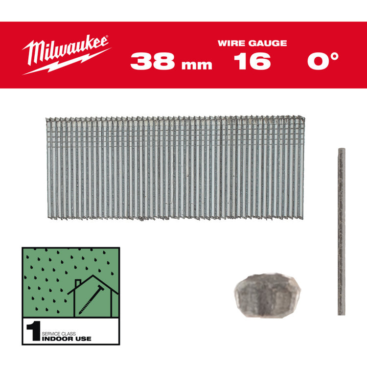 Clou de finition Milwaukee galvanisé | 16g | 38mm | sc1 | 2500 pièces - 4932498314