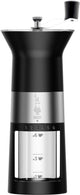 Moulin à café manuel Bialetti premium noir - Moulin à café manuel avec moulin en acier inoxydable - 6 réglages de mouture réglables - Moulin à grains de café
