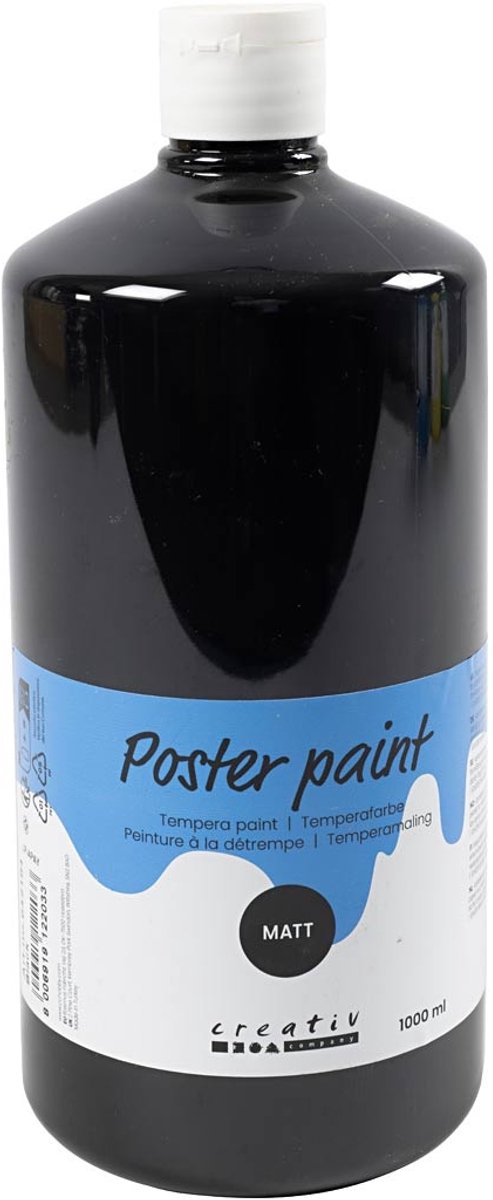 Peinture à la détrempe Creativ company mate, noire, 1000 ml 1 bouteille
