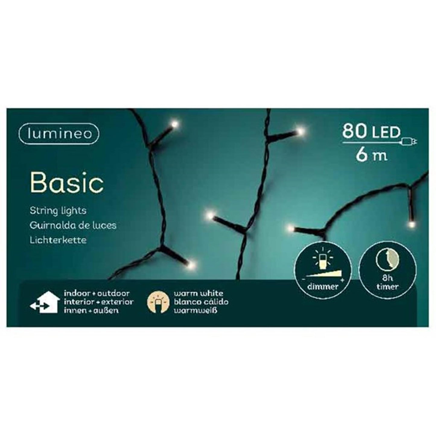 Lumineo Lumières de Noël basic 80LED blanc chaud