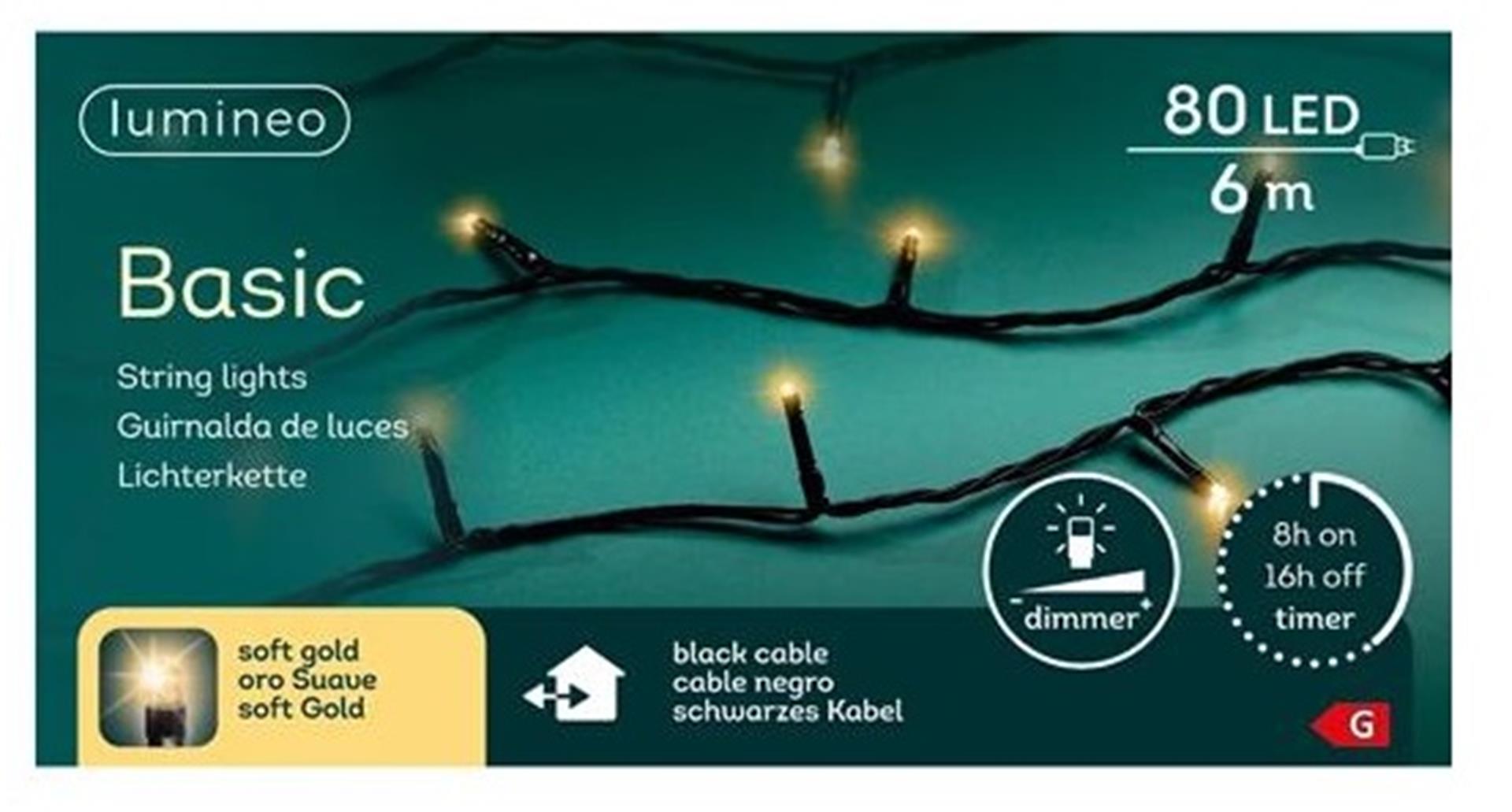 Lumières de Noël Lumineo basic 80led champagne