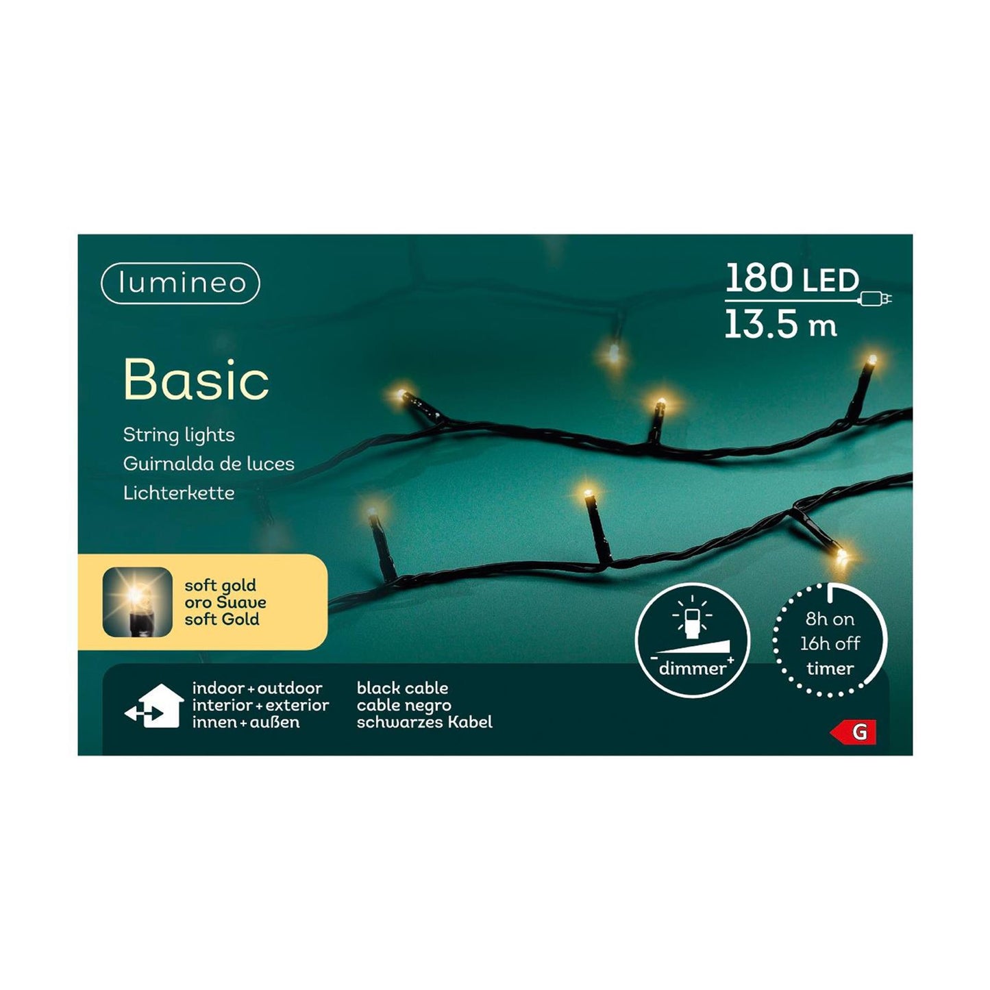 Lumières de Noël Lumineo basic 180LED champagne
