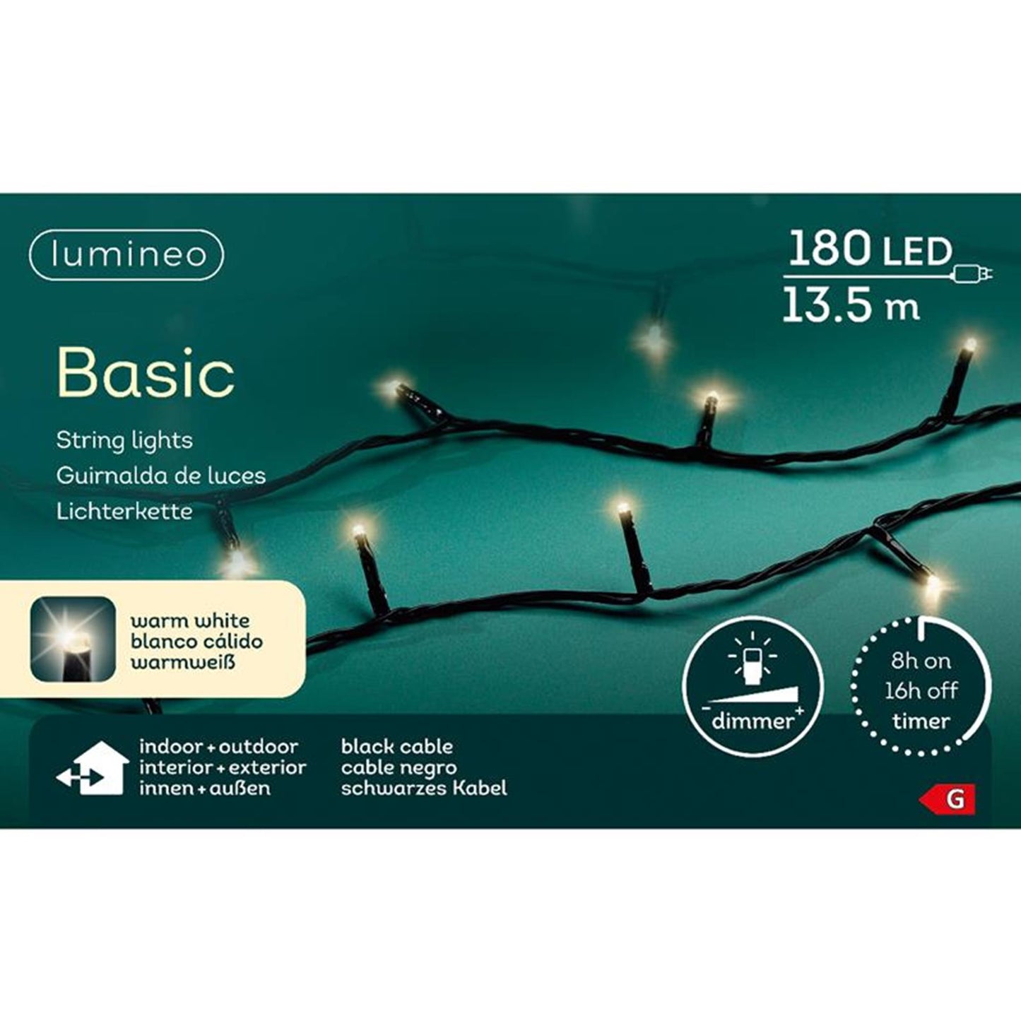 Lumineo Lumières de Noël basic blanc chaud 180 LED