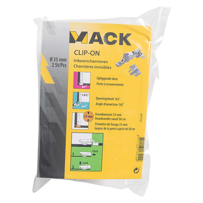 Mack 1071152-2 natif. clip sur cl souple. Porte en saillie 35 mm 165° | 5 pièces