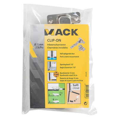 Mack 1071154-2 natif. clip sur cl souple. Porte semi-superposée 35 mm 110° | 5 pièces