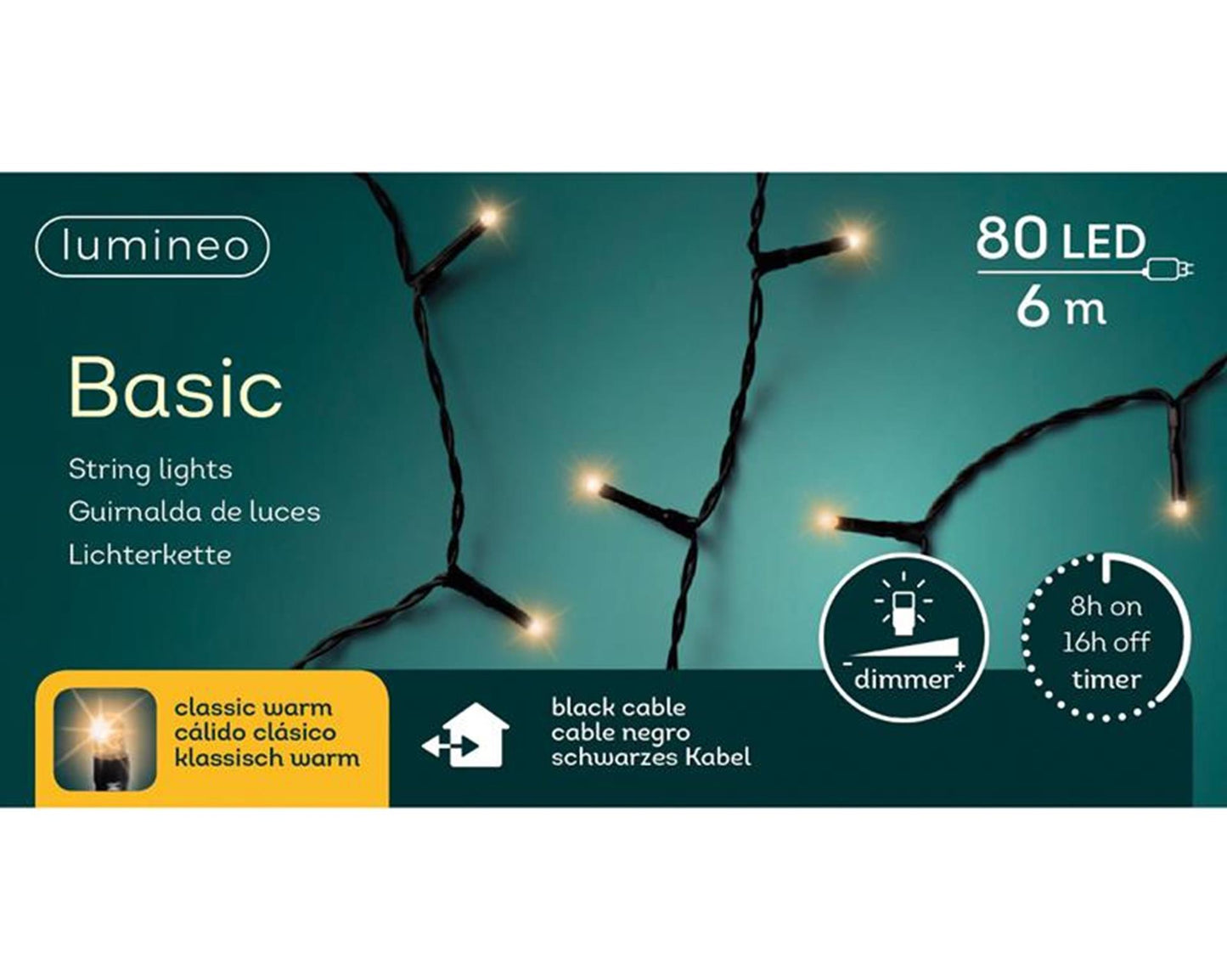 Lumineo Lumières de Noël basic 80led classicwarm