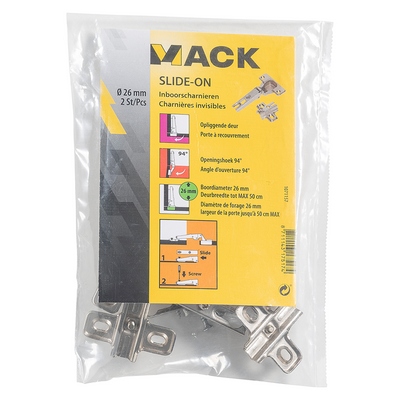 Mack 1071157 - 2 charnières percées coulissantes sur porte en saillie 26mm 110° | 5 pièces