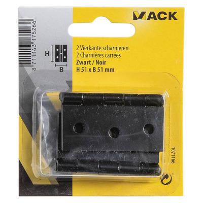 Mack 1071166 - 2 charnières carrées noir h 51 x l 51 mm | 5 pièces