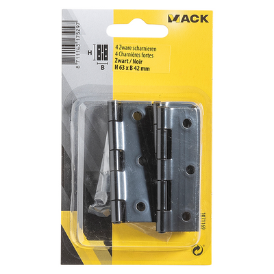 Mack 1071169 - 4 charnières lourdes noires h 63 x l 42 mm | 5 pièces