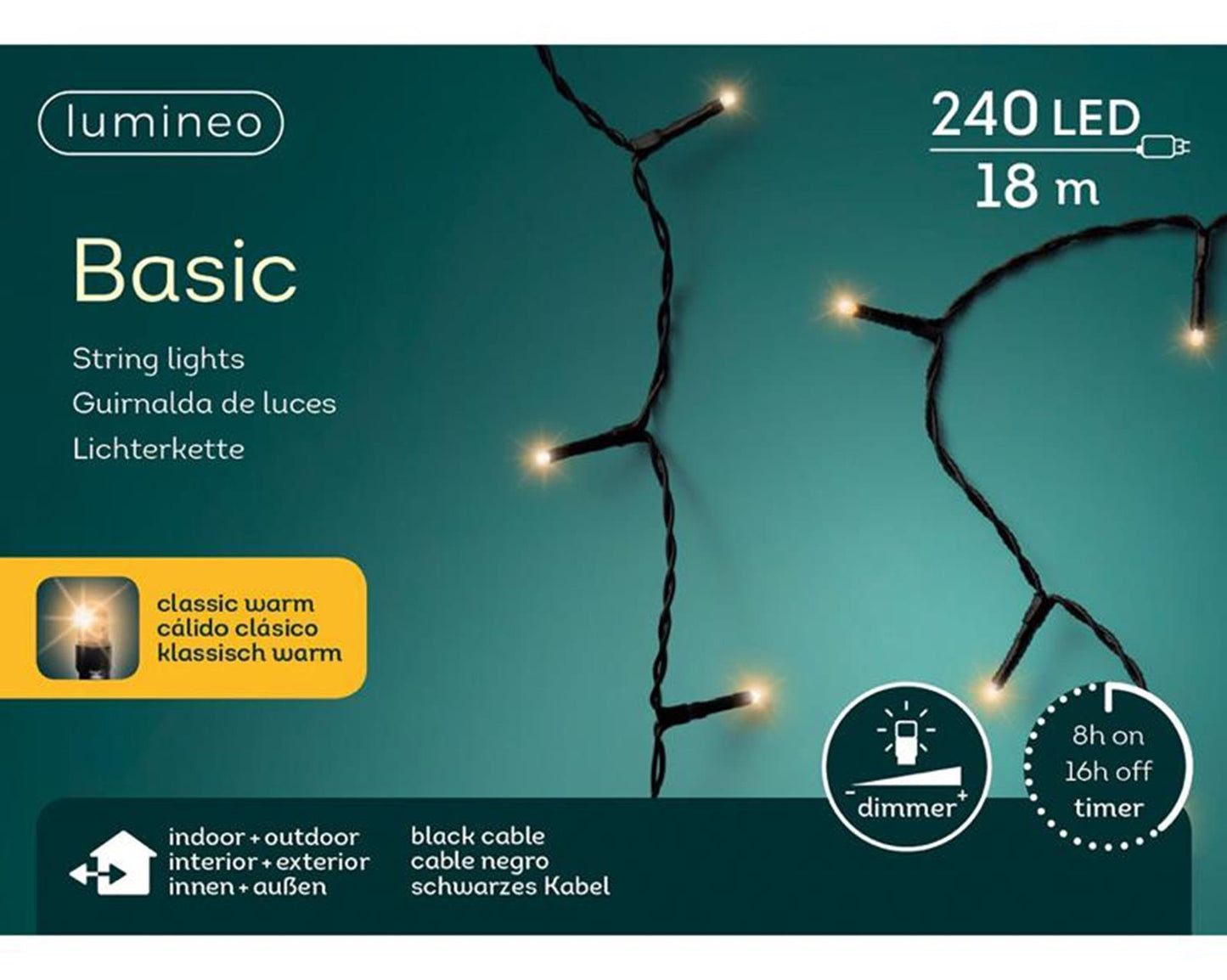 Lumineo Lumières de Noël basic 240l classique chaud