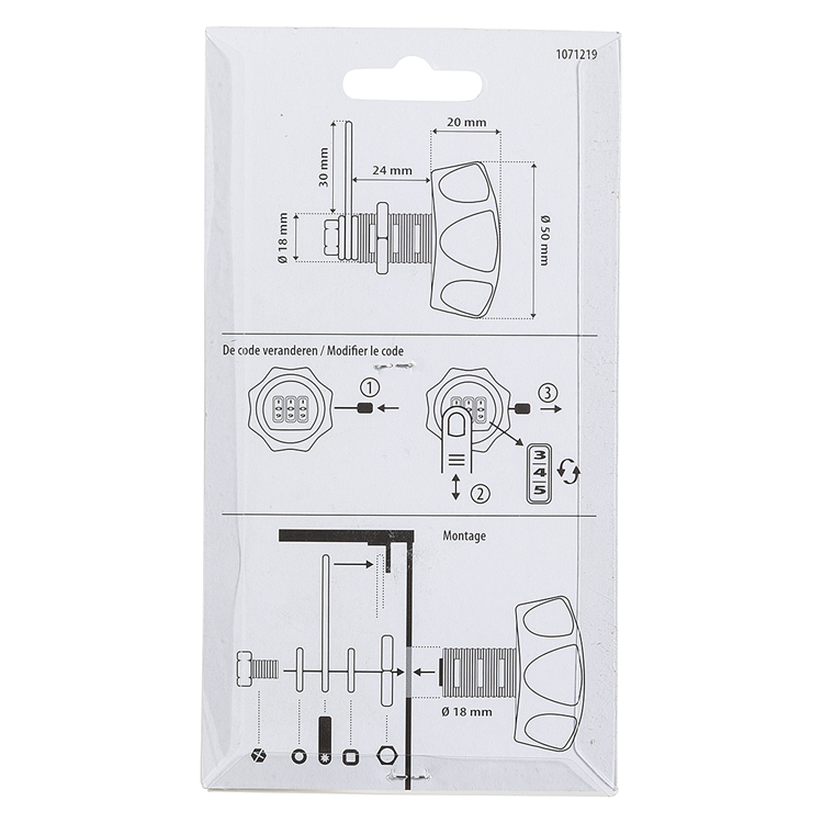 Mack 1071219 - serrure à combinaison pour armoire aux lettres noir ronde | 3 pièces
