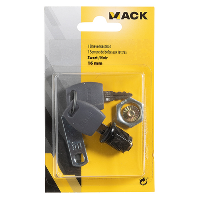 Mack 1071220 - serrure de boîte aux lettres noir 16mm | 5 pièces