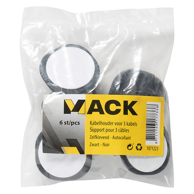 Mack 1071223 - 6 supports de câbles pour 3 câbles autocollants noirs | 6 pièces