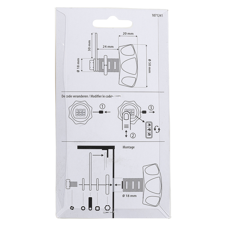 Mack 1071241 - serrure à combinaison pour armoire aux lettres gris rond | 3 pièces