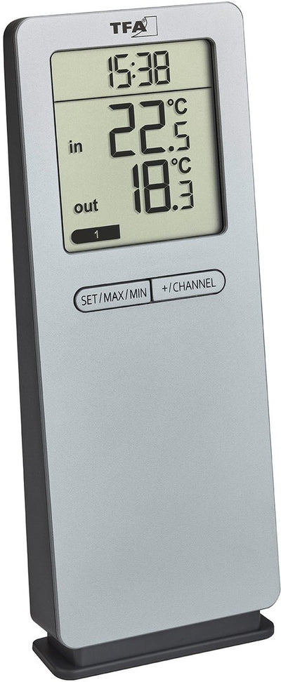 Tfa Dostmann Funk Thermomètre Logoneo 30.3071.54 Thermomètre sans fil numérique Argent