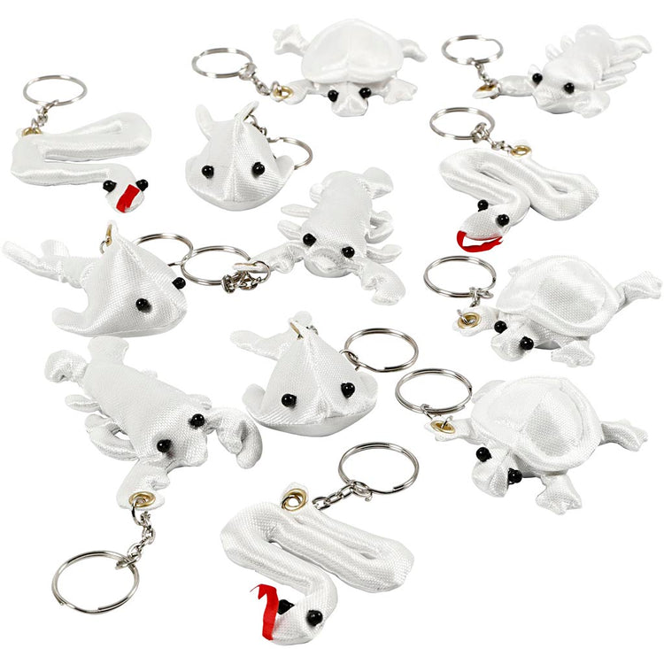 Figurines textiles Creativ company avec porte-clés, taille 4-8 cm, blanc, 4x3 pièces 1 boîte