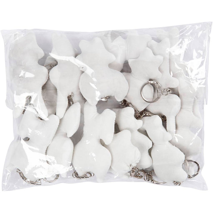 Figurines textiles Creativ company avec porte-clés, taille 6-10 cm, blanc, 15 pièces 1 boîte