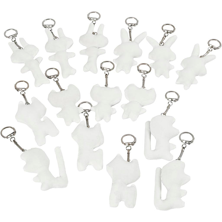 Figurines textiles Creativ company avec porte-clés, taille 6-10 cm, blanc, 15 pièces 1 boîte