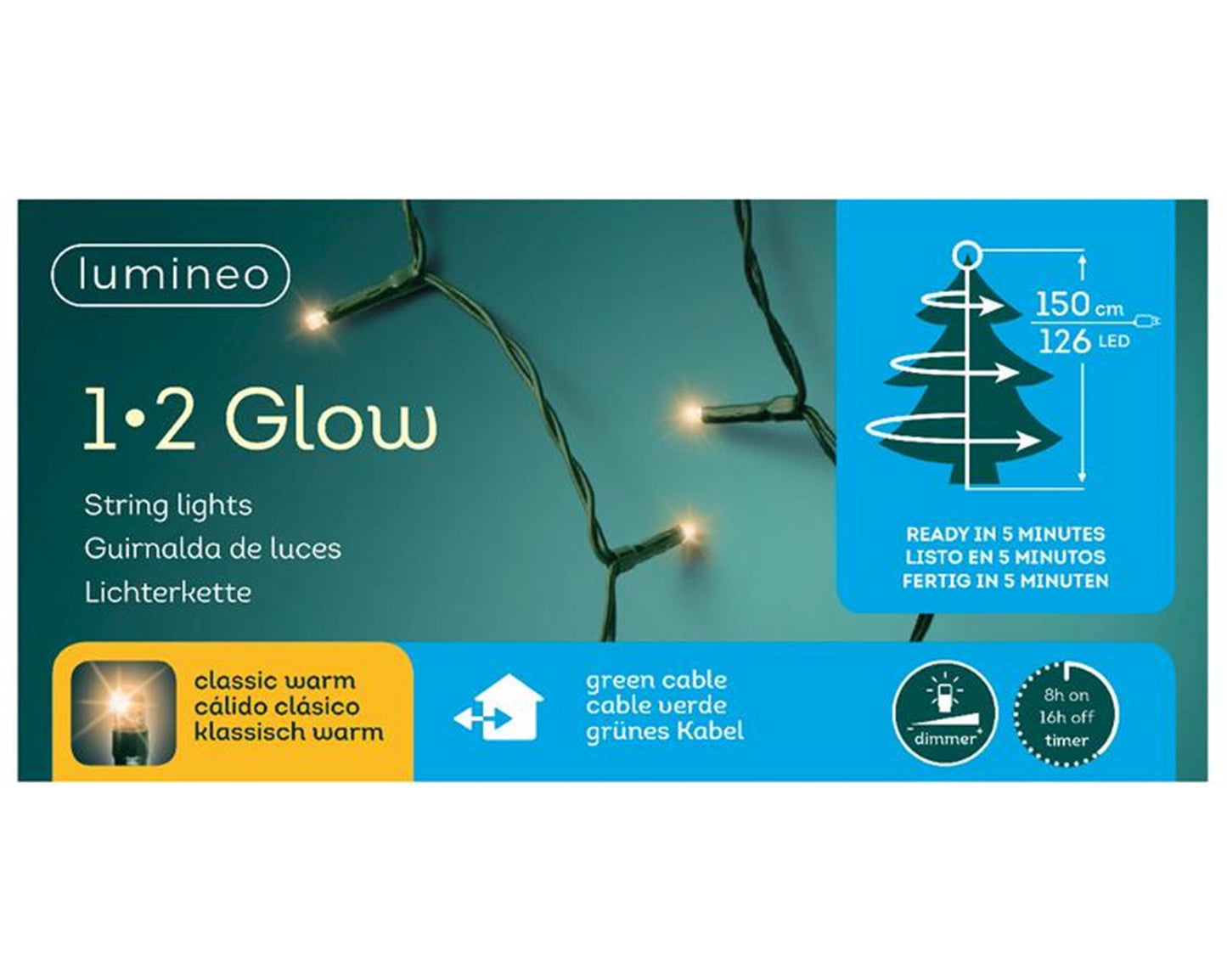 Lumières de Noël Lumineo 1-2 lueur 150cm 126xLED