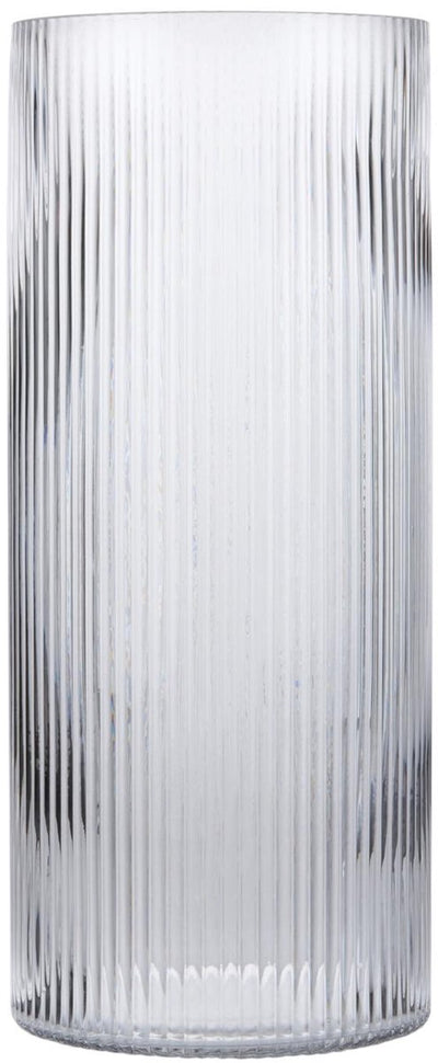 Vase Arti casa - design nervuré - vase à fleurs et décoration de la maison - 15 x 35 cm - gris