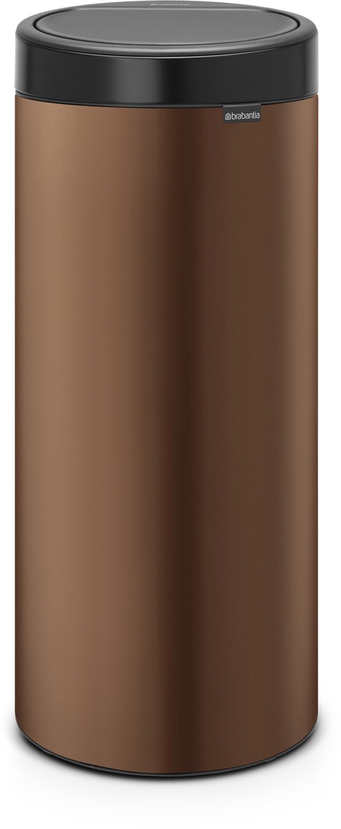 Poubelle Brabantia Touch Bin - 30 litres - couvercle noir mat bronze chaud