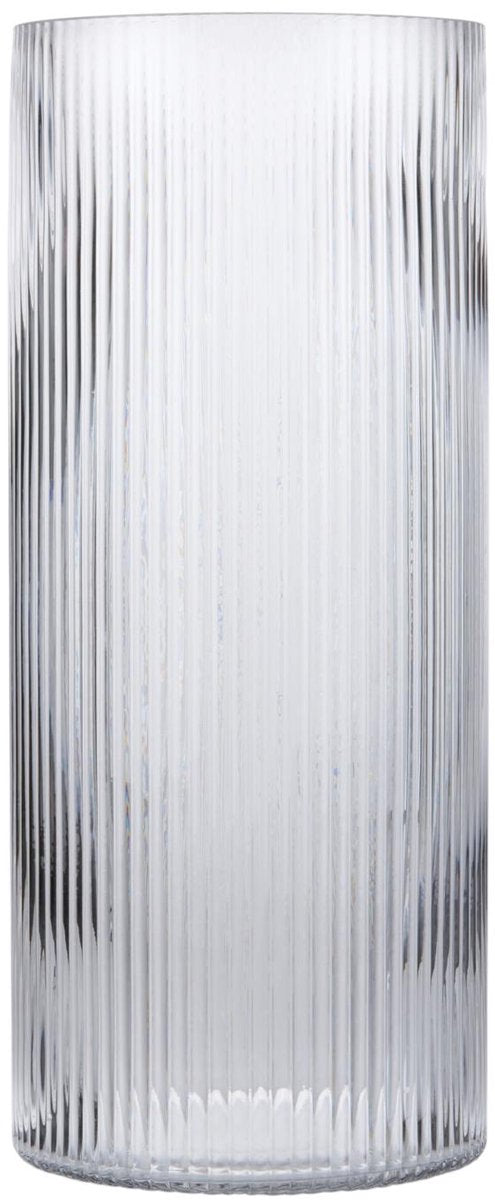 Vase Arti casa - design nervuré - vase à fleurs et décoration de la maison - 15 x 35 cm - gris