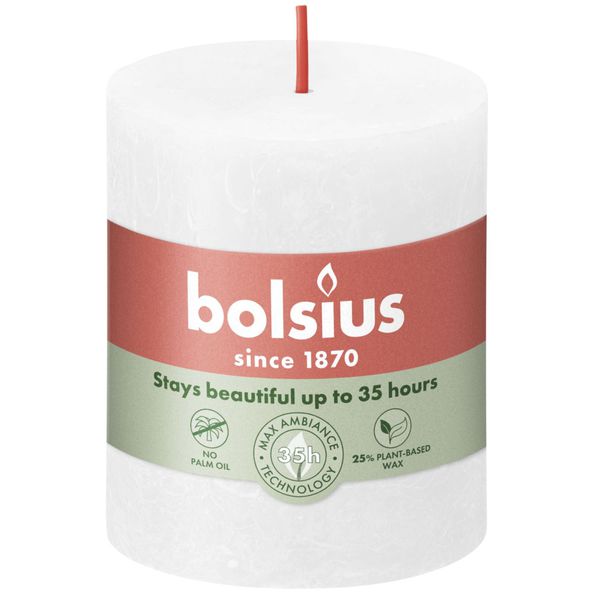 Bougie pilier rustique Bolsius blanc nuageux ø68x80 mm 30 heures (4 pièces)
