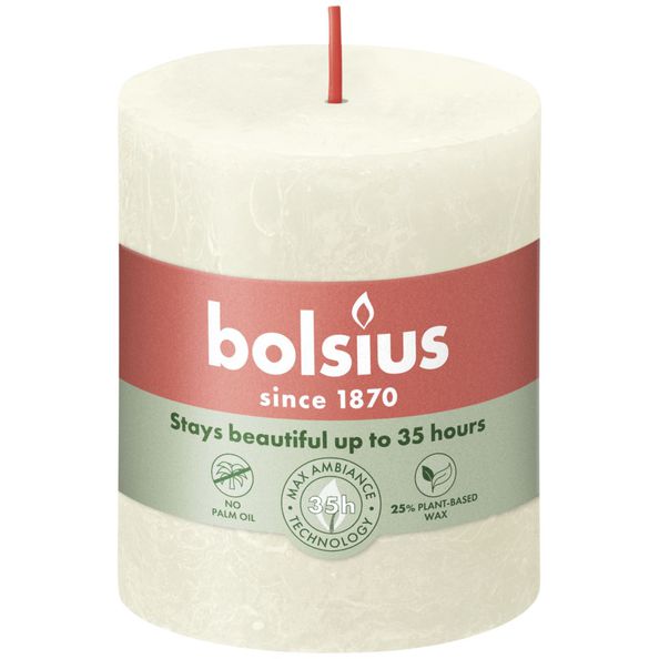 Bougie pilier rustique Bolsius perle douce ø68x80 mm 30 heures (4 pièces)