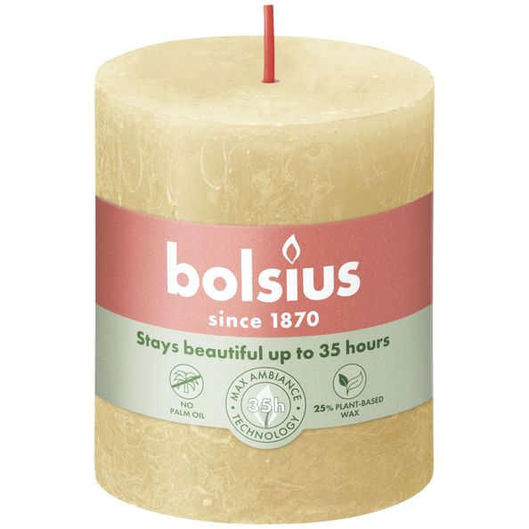 Bougie pilier rustique Bolsius avoine beige ø68x80 mm 30 heures (4 pièces)