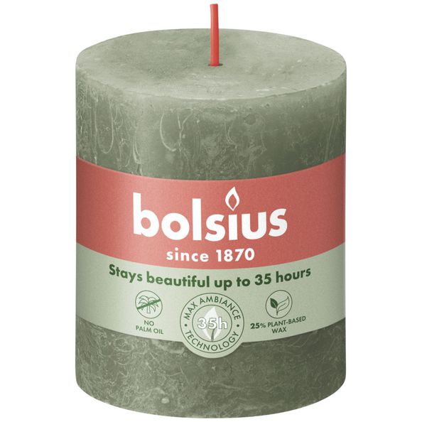 Bolsius Bolsius Stollen Shine 4 St Rustic 80x68 mm Olive frais colorée
