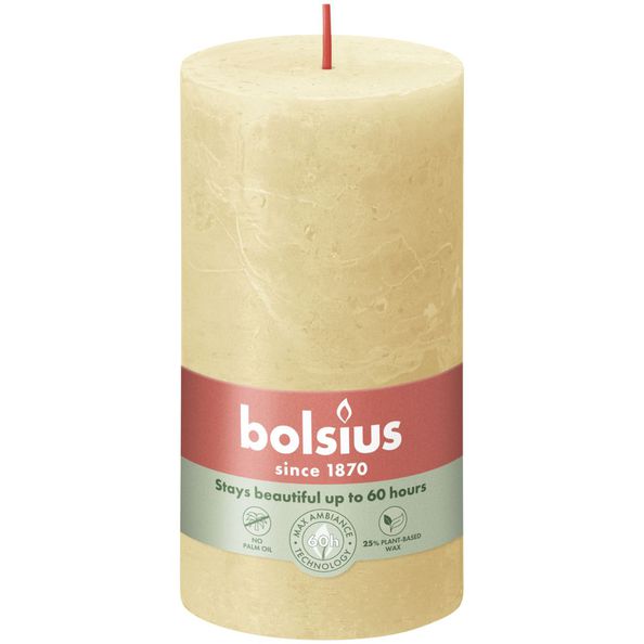 Bougie pilier rustique Bolsius avoine beige ø68x130 mm 60 heures (4 pièces)